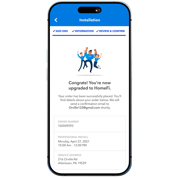 Smartphone showing Blue Ridge app upgrade confirmation screen